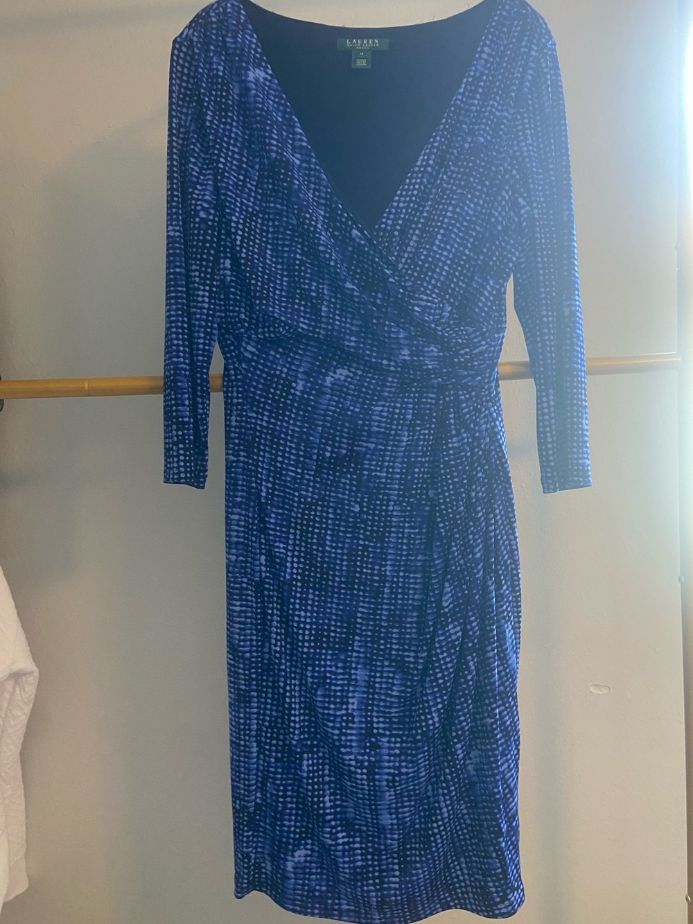 Lauren Ralph Lauren Royal Blue Abstract Printed Faux-Wrap Dress